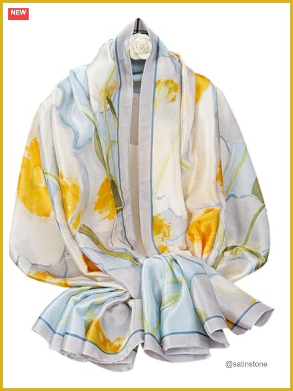 Women's Long Silky Dress Scarf Shawl Wrap Lightweight Polyester Satin Fashion